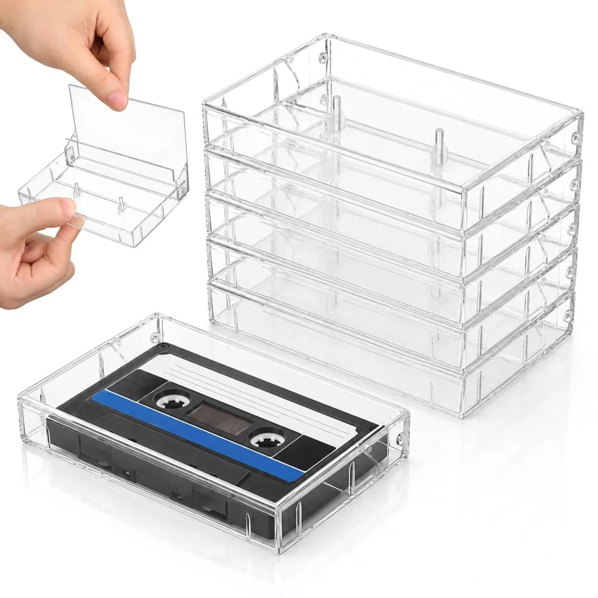 TOYANDONA 6er Satz Durchsichtige Kassettenhüllen Kunststoff Aufbewahrungsboxen Hochtransparente Audiokassettenbox Organizer für Standardkassetten