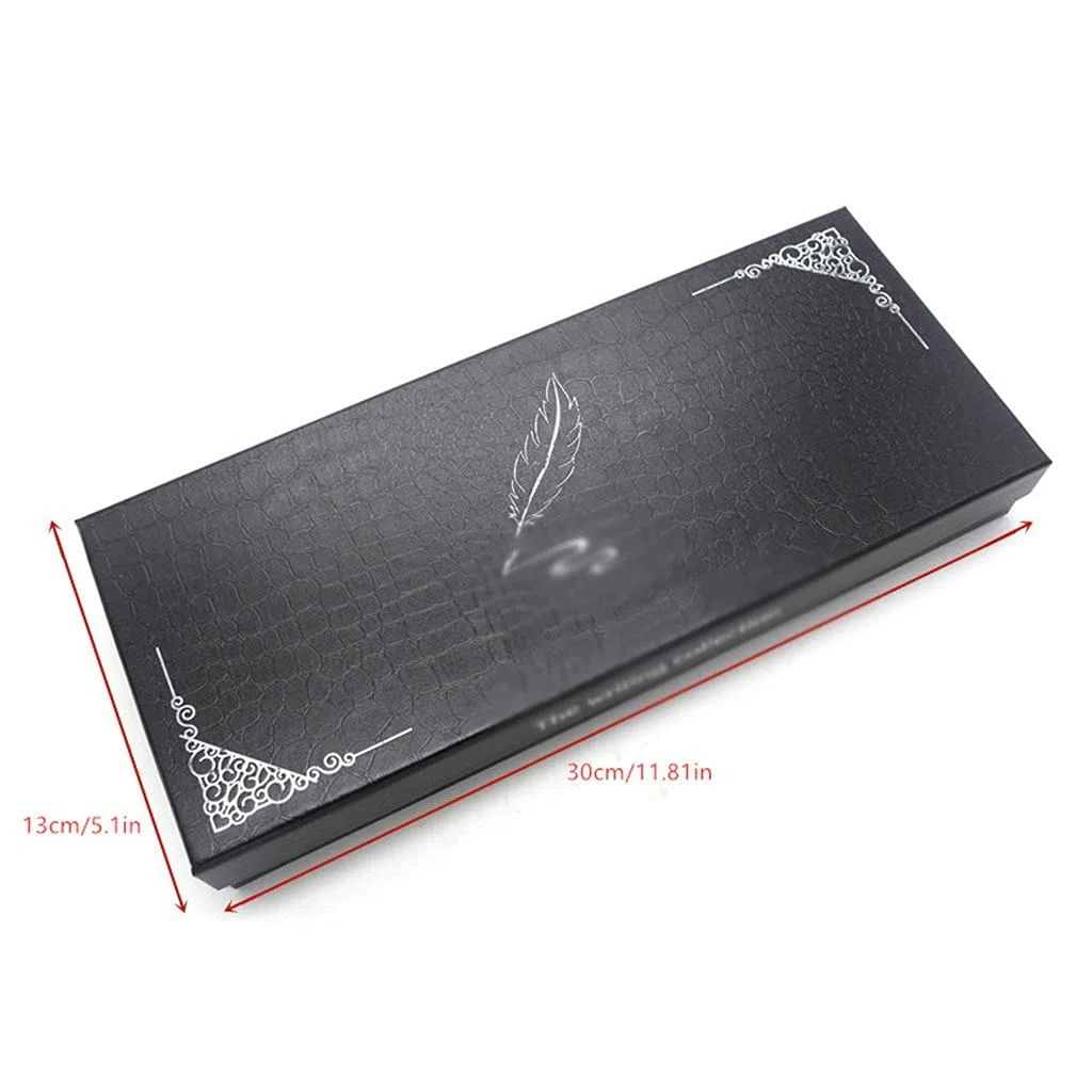 Zarter Retro-Stift, komplettes Set mit Tinte, Schreibwaren, Geschenkbox, 5 Federn + Halter (C)
