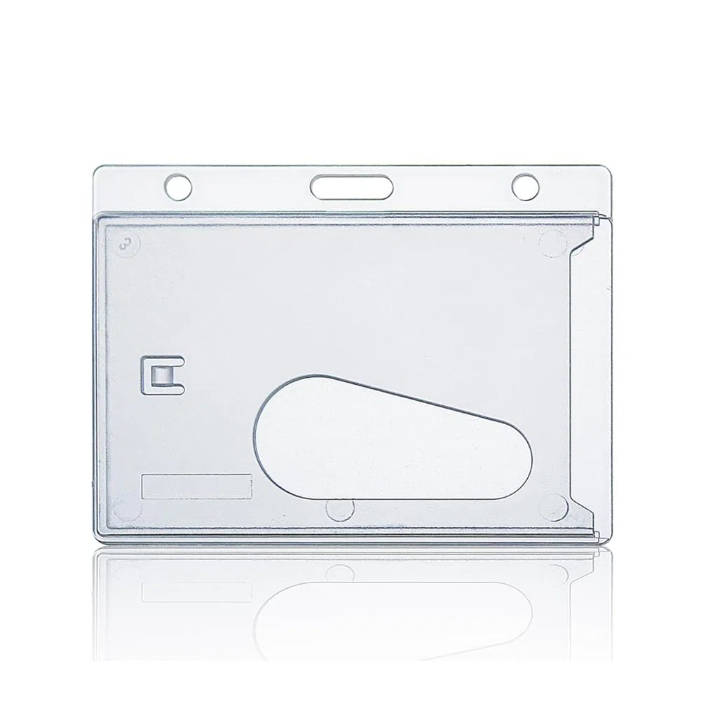 Ausweishalter aus Hartplastik, horizontal, robust, für Ausweise, feste Hülle, einfacher Zugriff, Daumenschlitz für Clips, Schlüsselbänder und Spulen, matt, transparent, 50 Stück BETOOM