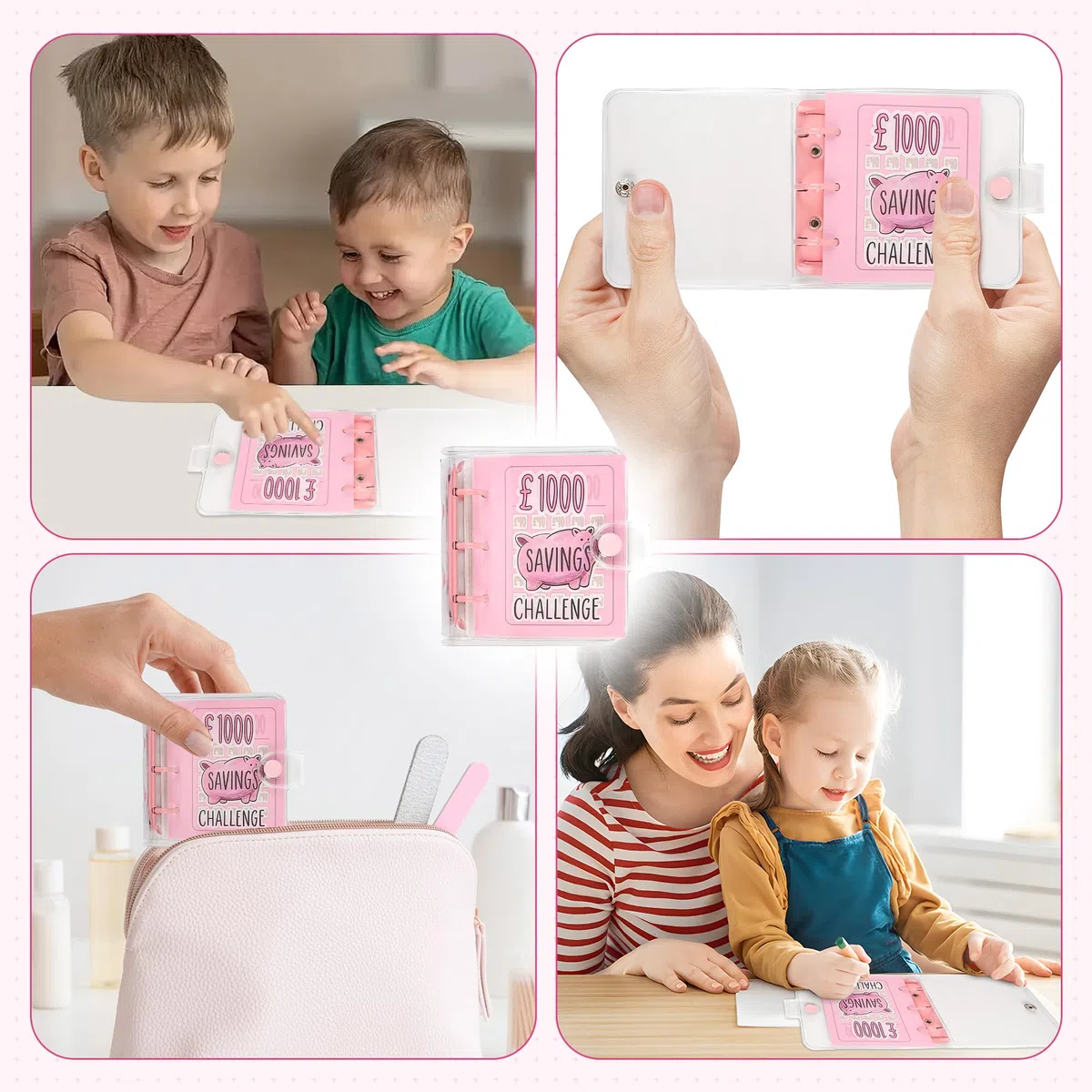 Mini-Geldsparordner mit 25 Umschlägen, 1000 £ Sparbuch, tragbar für Budgetierung, Geldplaner, Schulklassenpreis, Geschenk (lila)
