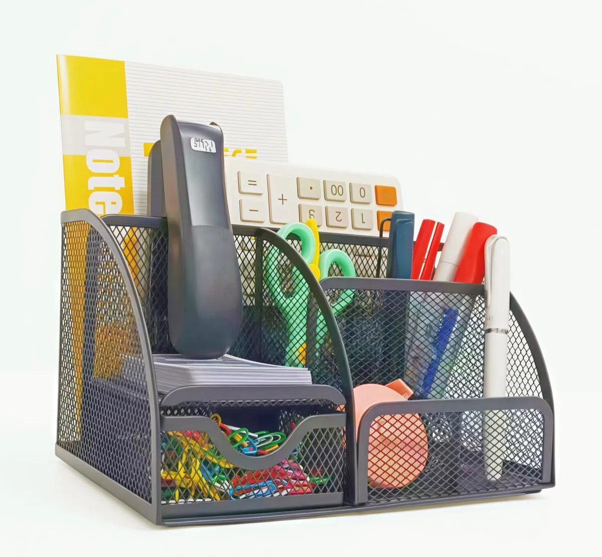 Schreibtisch Organizer,Bleistifthalter auf dem Schreibtisch, Stifte organizer schwarz, 7 Stifte organizer mit schubladen,Stiftehalter Metallgewebe,ZF1016 Büro organizer