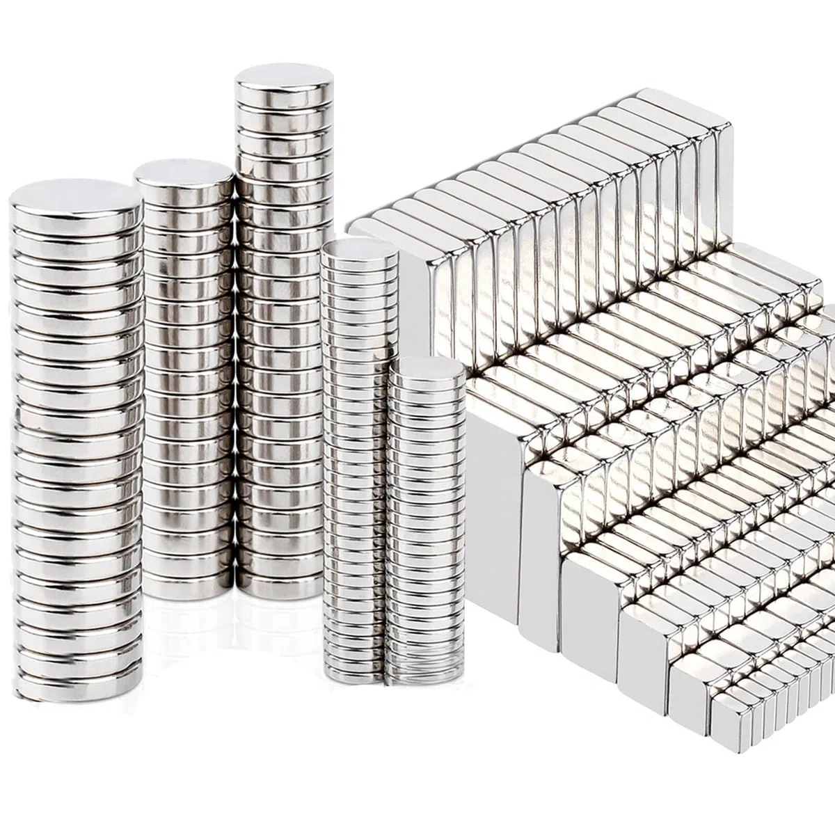 300 Stück Magnete Stark, 4 Verschiedene Größen, Neodym Magnete Extra Stark Silber, Kleine Magnet e für Magnettafel, Klein Mini Magneten für Whiteboard, Handwerk, Kühlschrankmagnete
