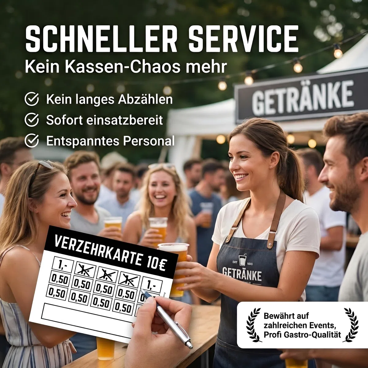 100x Verzehrkarten zum Abstreichen - Wertkarten für Veranstaltungen, Vereine & Gastronomie als Alternative für Wertmarken (10 Euro, 100 Stück)