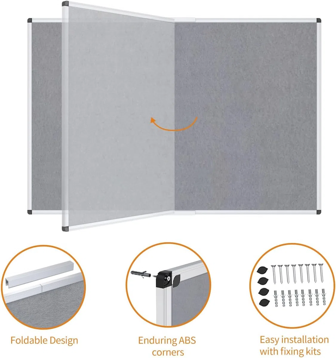 VIZ-PRO Große Pinnwand 180 x 120 cm, Filztafel mit Alurahmen, Wandmontage