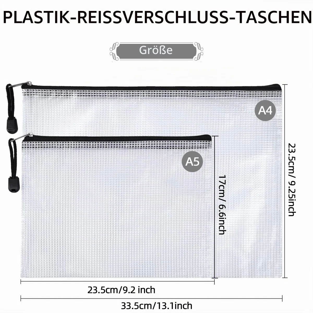 Dokumententasche A4 A5, 24PCS Kunststoff Reißverschlussbeutel Mesh Taschen Set, Wasserdichte Dokumententaschen mit Reißverschluss für Dokument, Papier, Kosmetik (12 Farben)