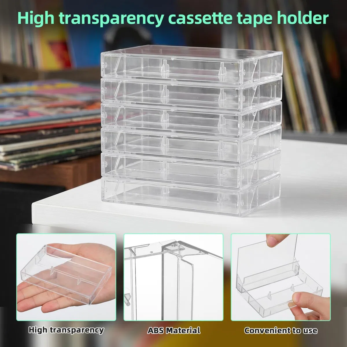 TOYANDONA 6er Satz Durchsichtige Kassettenhüllen Kunststoff Aufbewahrungsboxen Hochtransparente Audiokassettenbox Organizer für Standardkassetten