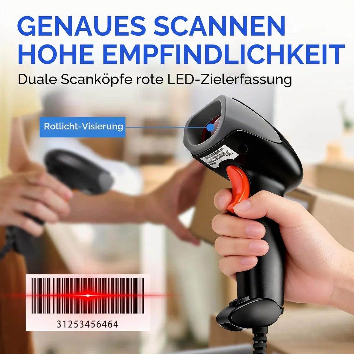 Yanzeo USB-Barcode-Scanner, CCD-Barcode-Scanner für Computer – Plug-and-Play, schnelles und genaues Scannen, für Bücher, Büro, Lager, Geschäft, 1D-Barcode-Lesegerät