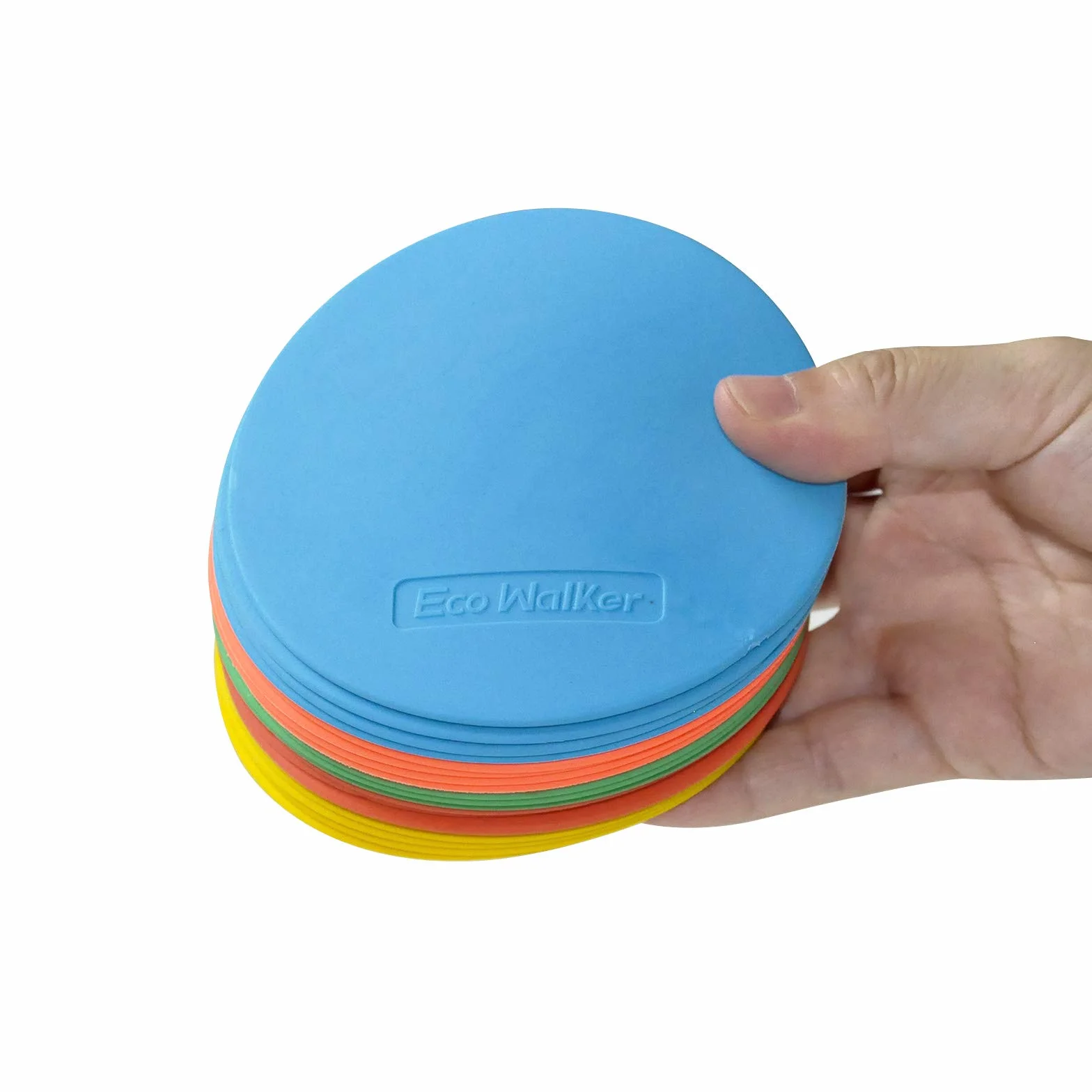 Flache Marker Spot Cones 4 Zoll (10 cm), 20er-Set – rutschfest für Klassenzimmer, Vorschule & Kindergarten, Fußball & Agilität – Kinder, Schule, Trainer (Mehrfarbig)