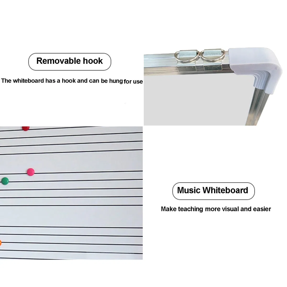 Doppelseitiges Whiteboard - höhenverstellbares, trocken abwischbares Whiteboard mit Notenlinien, geeignet für den Unterricht zu Hause und in der Schule, ideal für Kreativität und Zeichnen (7
