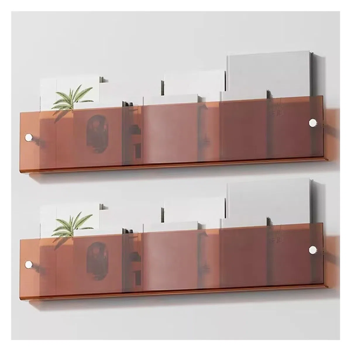Generisch 2er-Pack Schwebender Prospekthalter aus Acryl, Zeitschriftenständer zur Wandmontage für Home Office, Rezeption, Lounge, Schönheitssalon, transparenter Literaturständer