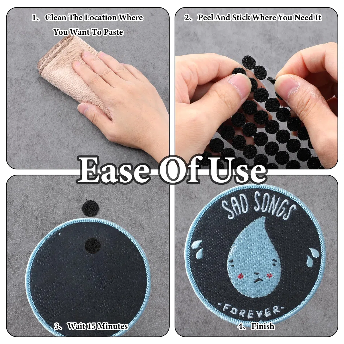 Klettpunkte Selbstklebend, 1008 Stück 10mm Klett Klebepunkte Klettverschluss Selbstklebend Small Circle Dots Sticker Tapes für Handwerk auf Papier Kunststoff Leder(Schwarz)