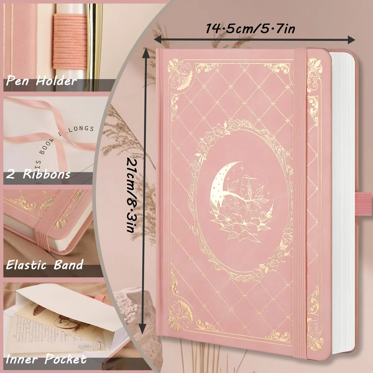 MGGAO Liniertes Notizbuch für Frauen und Männer, 320 Nummerierte Seiten, 100 g/m² Dickes Papier, A5-Hardcover Notizbücher zum Schreiben, College-liniert Notizbuch, für Schule, Reisen, Arbeit