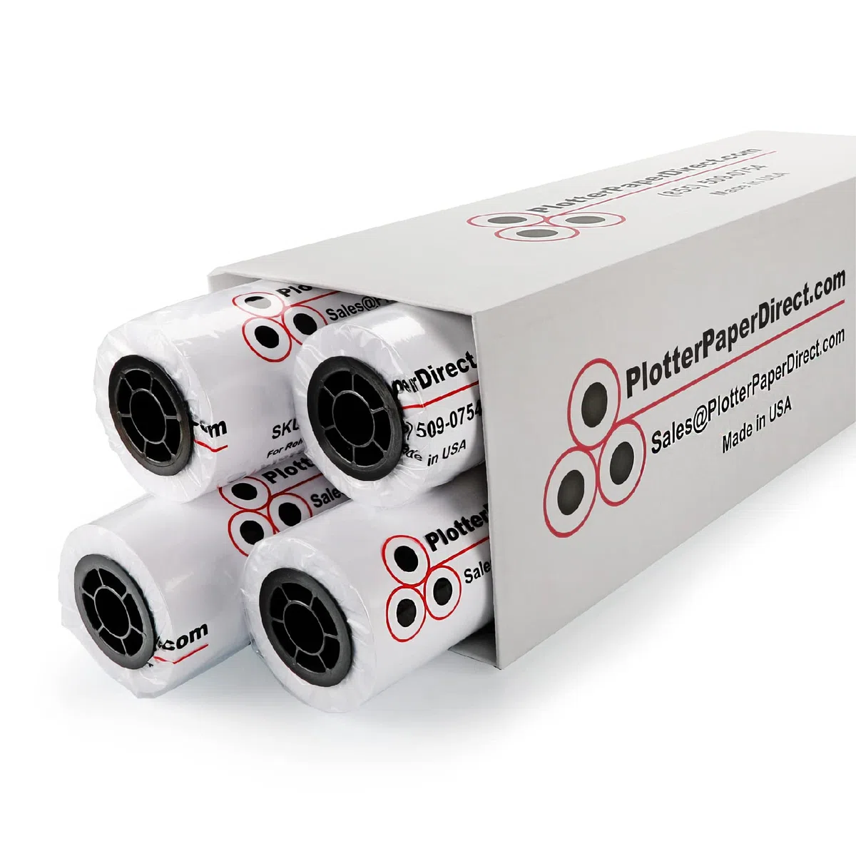 Plotter Paper Direct Unbeschichtete Inkjet-Bond-Papierrolle, 10,9 kg, 4 Rollen, 76,2 cm x 90 m, 5,1 cm Kern)