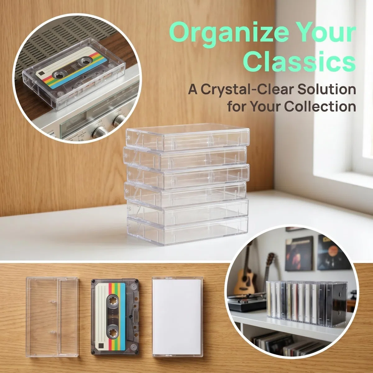TOYANDONA 6er Satz Durchsichtige Kassettenhüllen Kunststoff Aufbewahrungsboxen Hochtransparente Audiokassettenbox Organizer für Standardkassetten