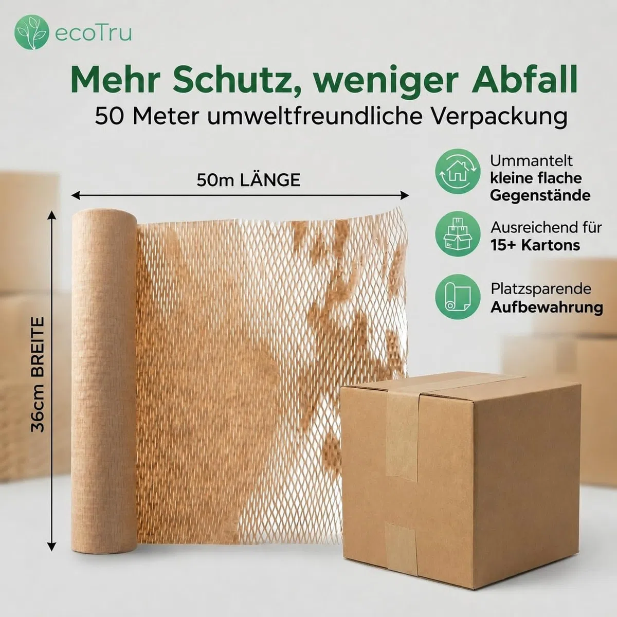 Wabenpapier verpackungsmaterial 30cm x 50m, Luftpolsterfolie Öko Alternative für umzug, Verpackungspapier, Papier noppenfolie, füllmaterial für pakete, Packpapier, Bubble wrap packing rolle