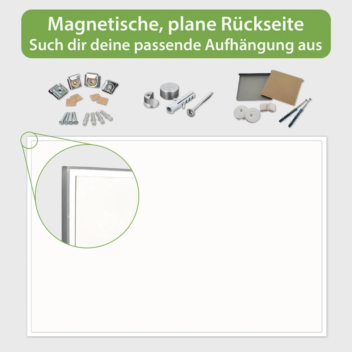 banjado Magnettafel aus Glas in 90x60cm für Notizen mit Pferdemotiv