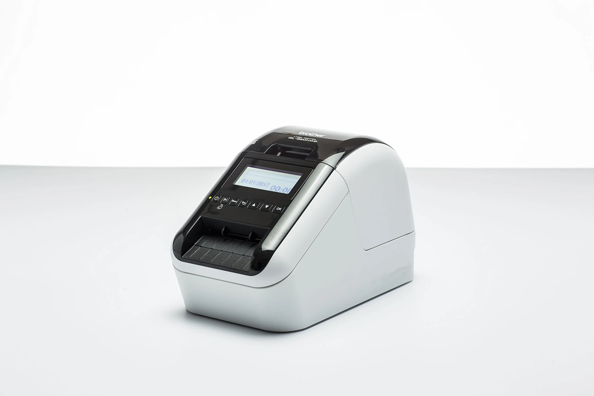 Brother QL-820NWB Netzwerk-Etikettendrucker (mit Rot-Schwarz-Druckfunktion, Schnittstellen: USB, WLAN, LAN, Bluetooth; beleuchtetes Grafik-LCD), grau