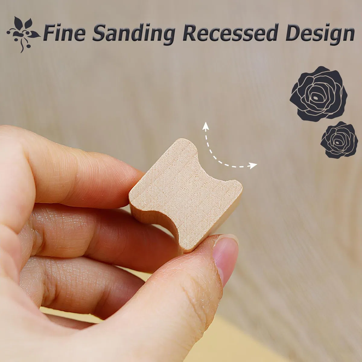DIY-Stempel, 20 PCS Blanko-Stempelhalter aus Hartholz für Lasergravur, mit Grauem Stempelbogen Aus Gummi, 2cm /4cm