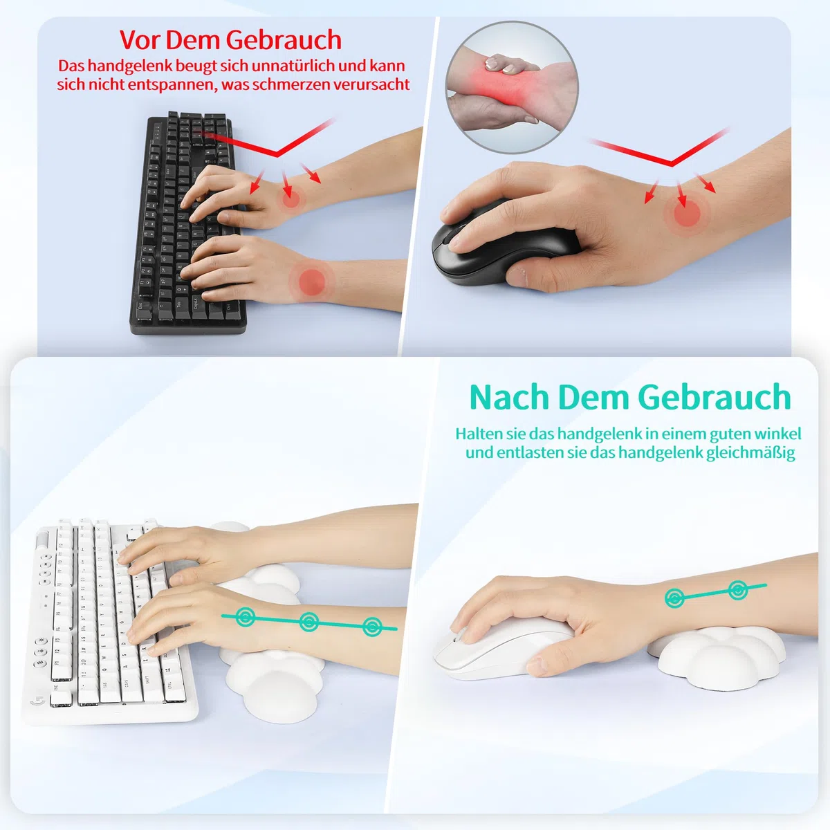 Sushret Wolkenförmige Handballenauflage für Tastatur, ergonomische Tastatur-Handauflage aus PU-Leder mit Memory-Schaum gegen Müdigkeit, Schreibtisch Zubehör für Büro, PC & Gaming – Weiß