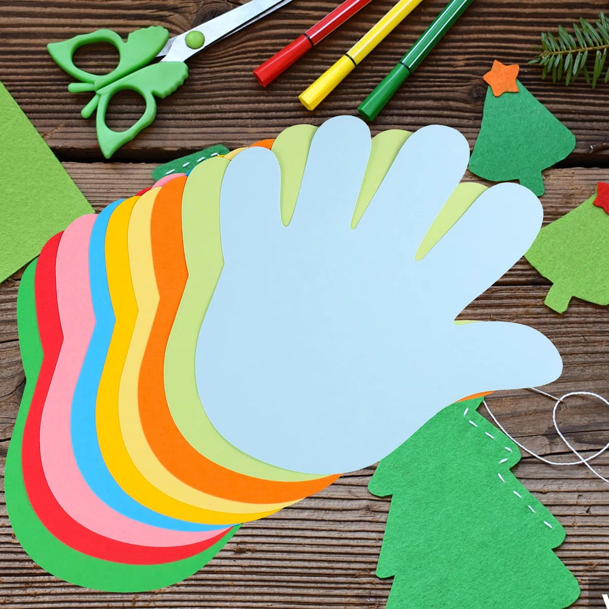 MAGICLULU Farbige Papierausschnitte Handform 72 Stück Kinder DIY Papierschnitt Kunstdekore Klassenzimmer Wanddekoration Für Schule Und Party