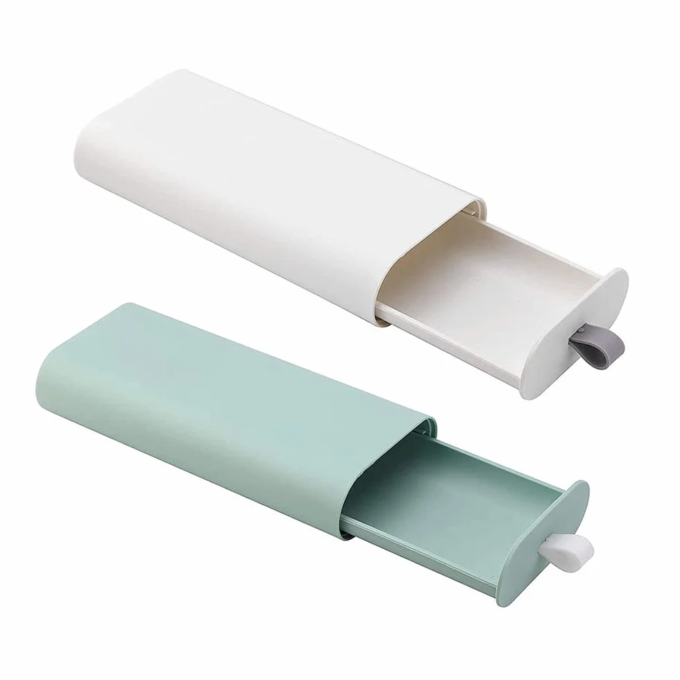 Schubladen Organizer, 2 Stücke Unter Schreibtisch Schublade Organizer, Organizer Schublade Stiftebox, mit Griff, Zum Laden Von Handys, Kugelschreibern, Bleistiften, Kleber(Grün Und Weiß)