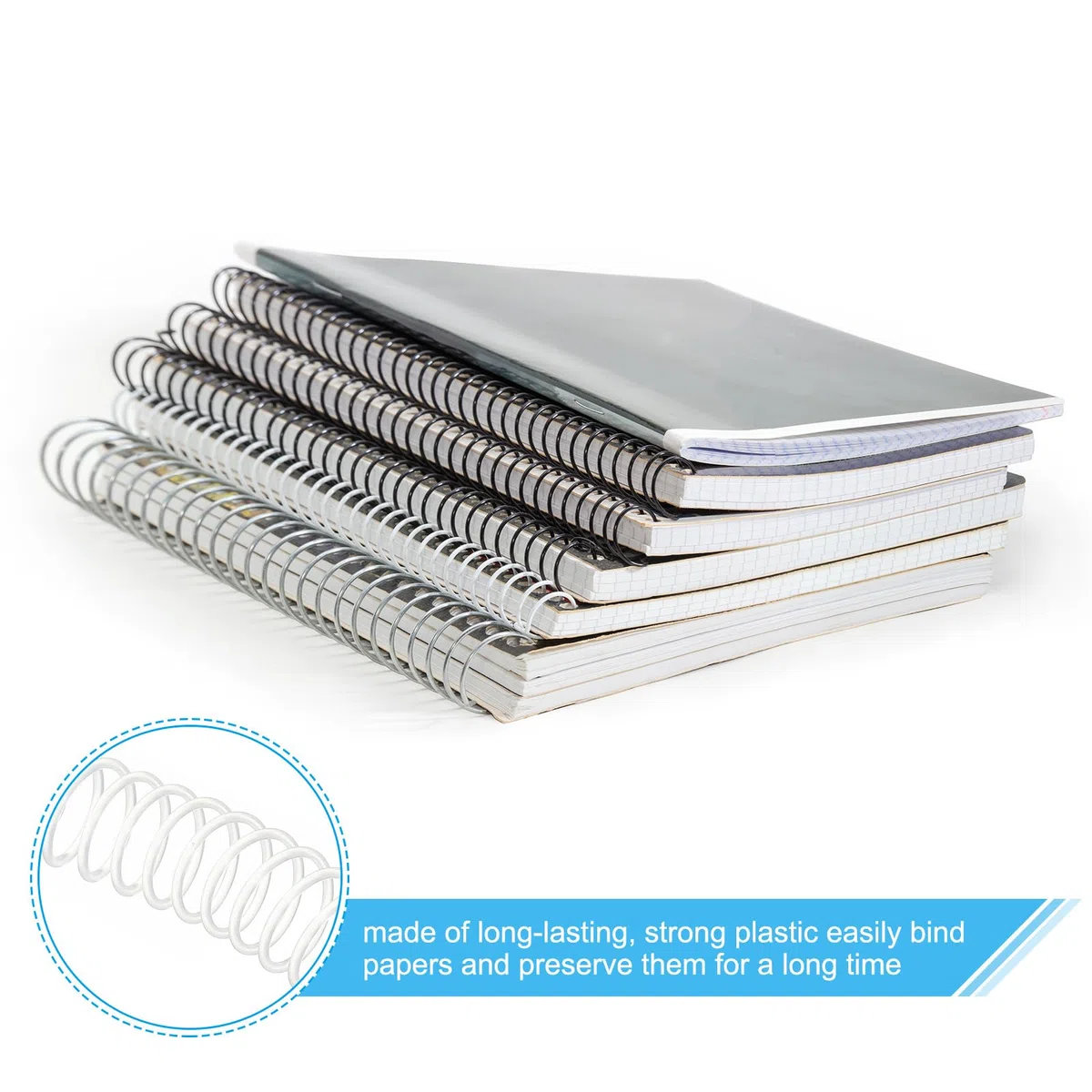 PATIKIL 22mm(7/8") Kunststoff-Spiralbindungsspulen, 20 Stück Bindungsspiralen 190 Blatt Kapazität 3:1 Pitch Bindungsspiralen für das Binden von Papiervorlagen, Transparent