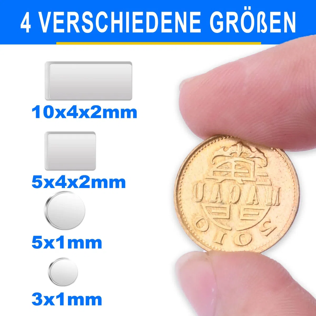300 Stück Magnete Stark, 4 Verschiedene Größen, Neodym Magnete Extra Stark Silber, Kleine Magnet e für Magnettafel, Klein Mini Magneten für Whiteboard, Handwerk, Kühlschrankmagnete