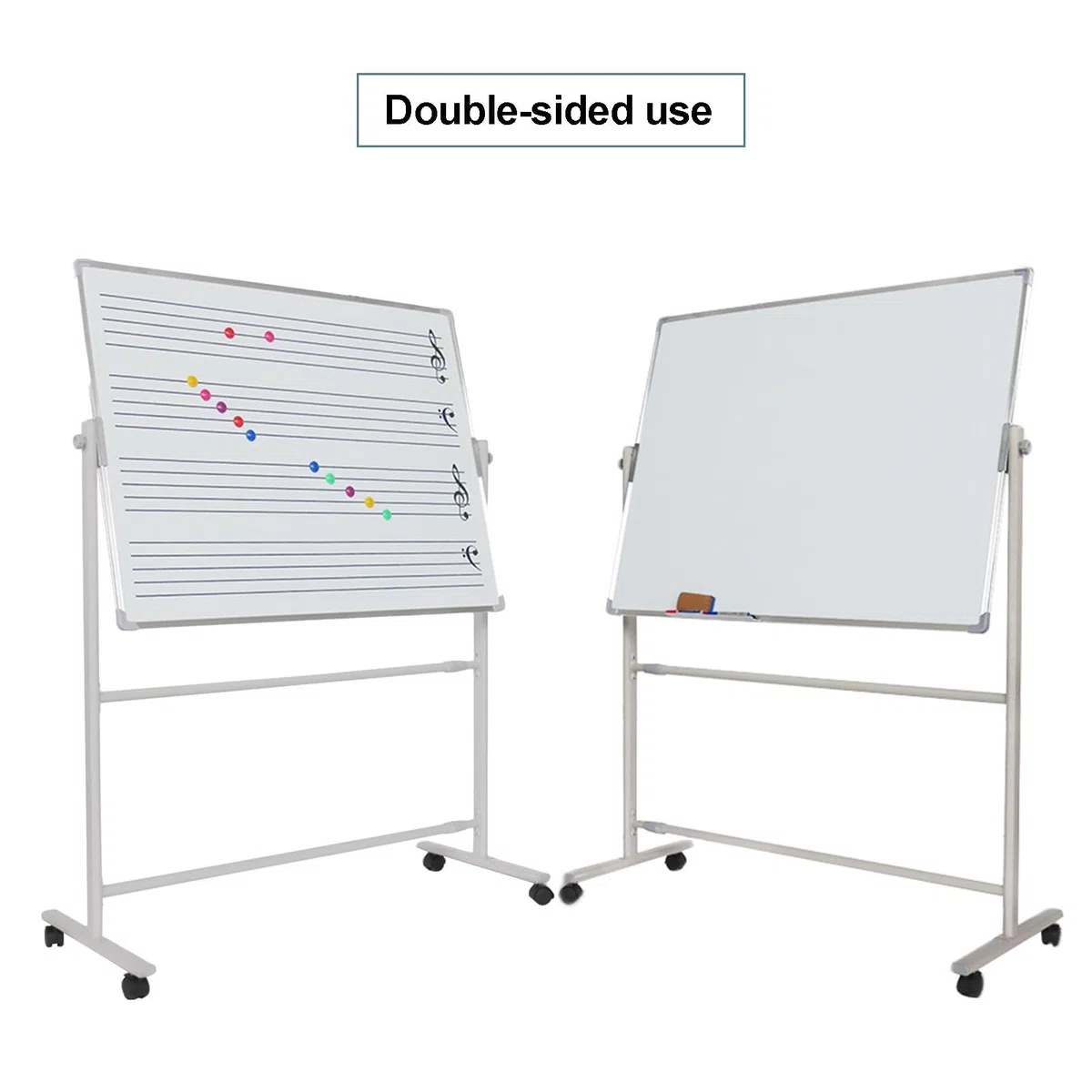 Doppelseitiges Whiteboard - höhenverstellbares, trocken abwischbares Whiteboard mit Notenlinien, geeignet für den Unterricht zu Hause und in der Schule, ideal für Kreativität und Zeichnen (7