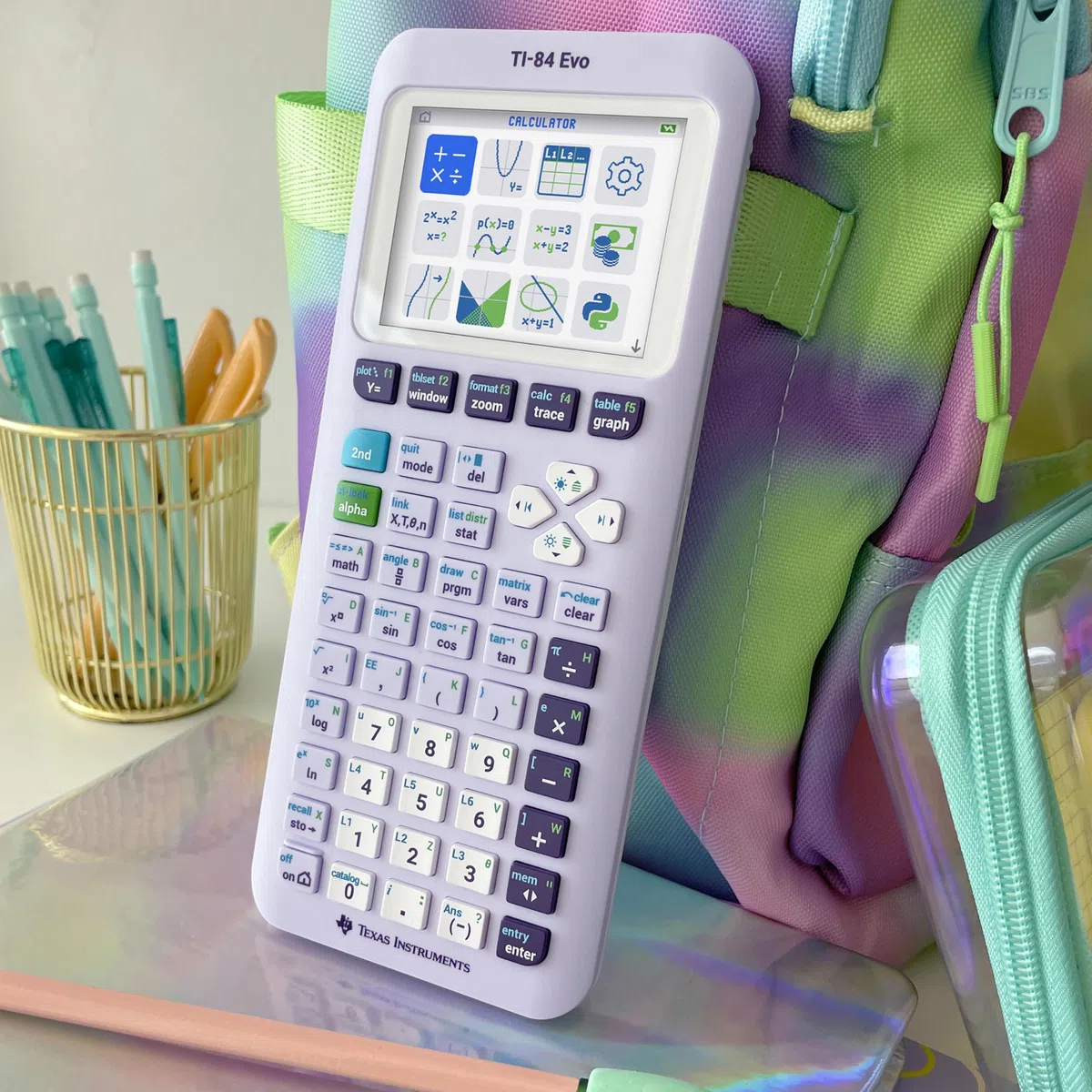 TI-84 Evo Grafikrechner Texas Instruments, Lavender - USB-C Laden, Python-Programmierung, schnellere Leistung und größere Grafiken als TI-84 Plus CE