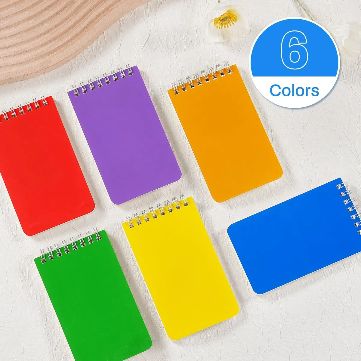 Pocket Notebook Bulk 7,6 x 12,7 cm, 60 Packungen Mini-Notizblock mit linierten Seiten, Notizblöcke, 6 farbige 60 Blatt/120 Seiten (80 g/m²), kleine Notizblöcke für Büro, Arbeit, Uni, Zuhause