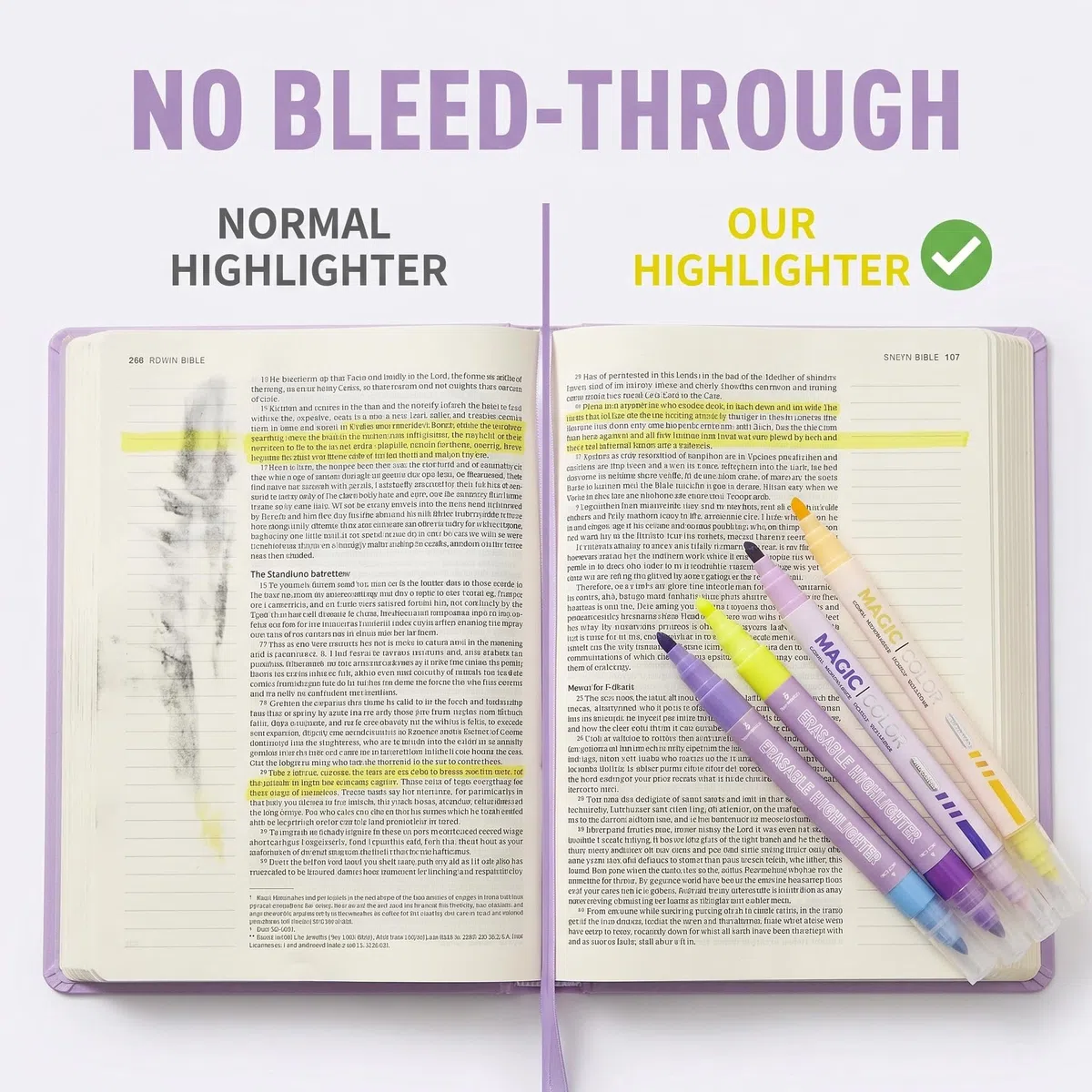 Löschbare & Dual Tip Textmarker Set, 2 in 1 Kombination Pastell Textmarker, No Bleed Marker für Bibelstudium, Schule Bürobedarf