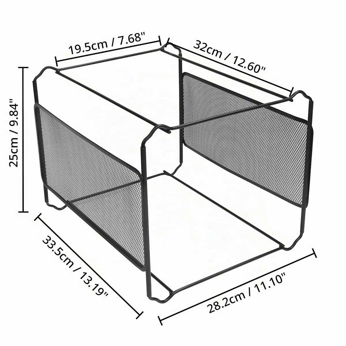 BELLE VOUS Schreibtisch Organizer Schwarz aus Metall (33,5 x 25,5 x 28 cm) A4 Hänge Stehsammler Metall Für ca.30 Dokumente, Ordner Organizer, Brieftasche, Papier Organizer, Unterlagen Aufbewahrung