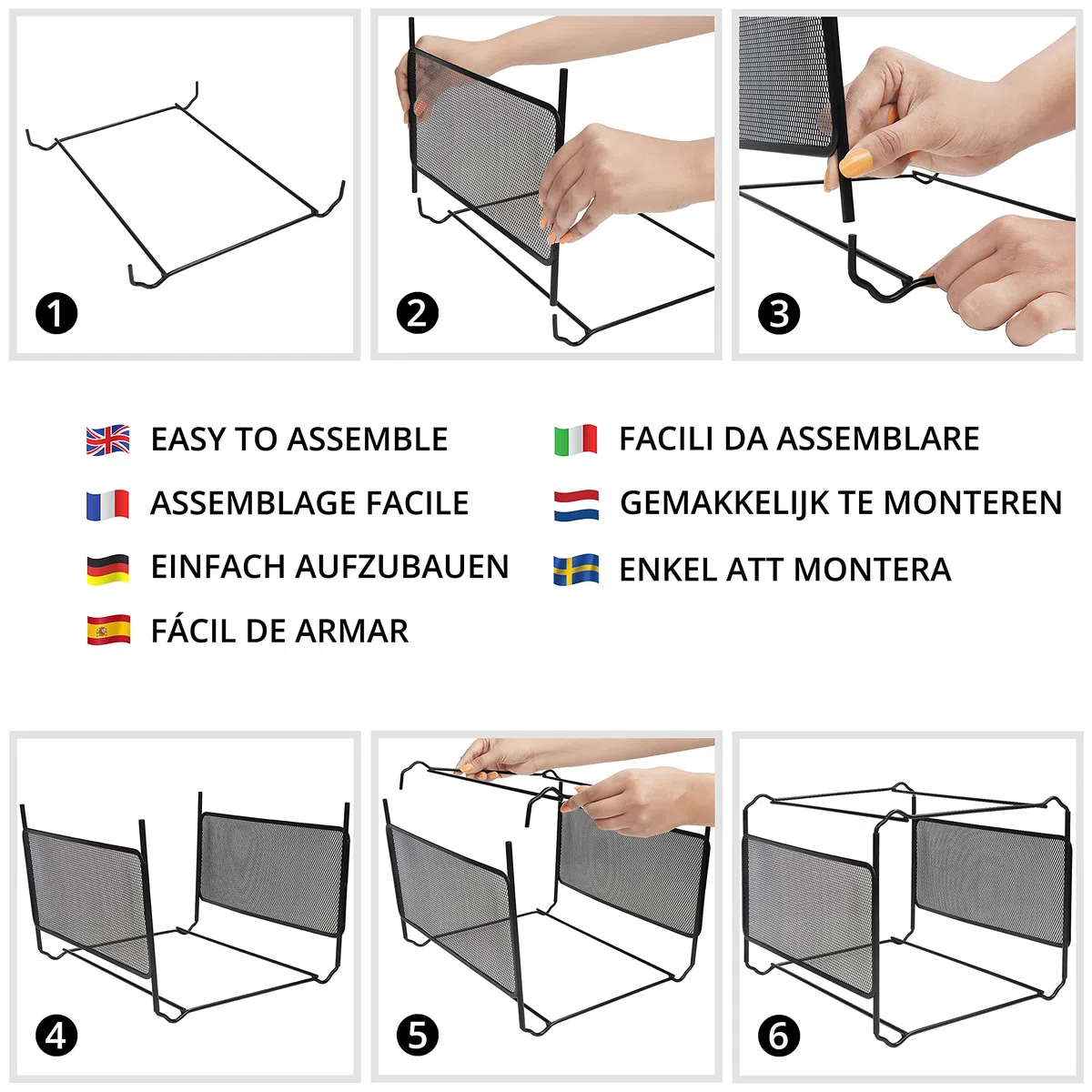 BELLE VOUS Schreibtisch Organizer Schwarz aus Metall (33,5 x 25,5 x 28 cm) A4 Hänge Stehsammler Metall Für ca.30 Dokumente, Ordner Organizer, Brieftasche, Papier Organizer, Unterlagen Aufbewahrung