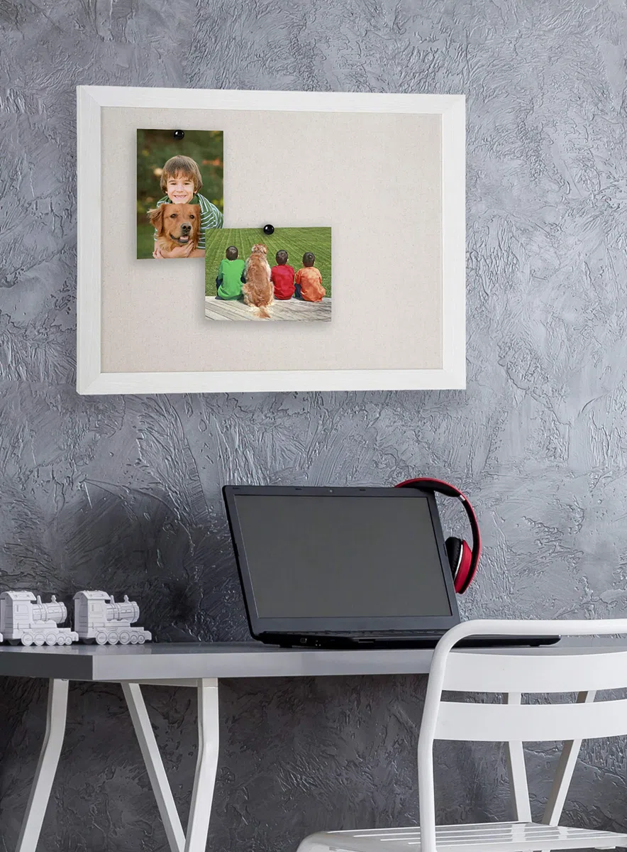 DesignOvation Beatrice Pinnwand, gerahmt, Leinen, 68 x 83 cm, Weiß