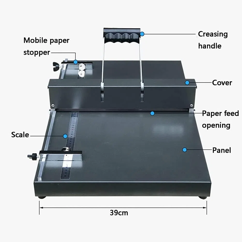 Premium 350 mm manuelle Falzmaschine – A3/A4 Papierfaltmaschine für Grußkarten, Hefte und Fotos – robuster Metall-Papierfalte für präzises Punkten – Desktop-Ritz- und Knitterlösung