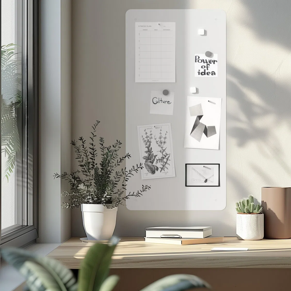 Flatbo Magnettafel aus Metall, 70 x 35 cm, Tafel für Postkarten, Urlaubssouvenirs oder Notizen. Inklusive 4 Magnete und Montageset.