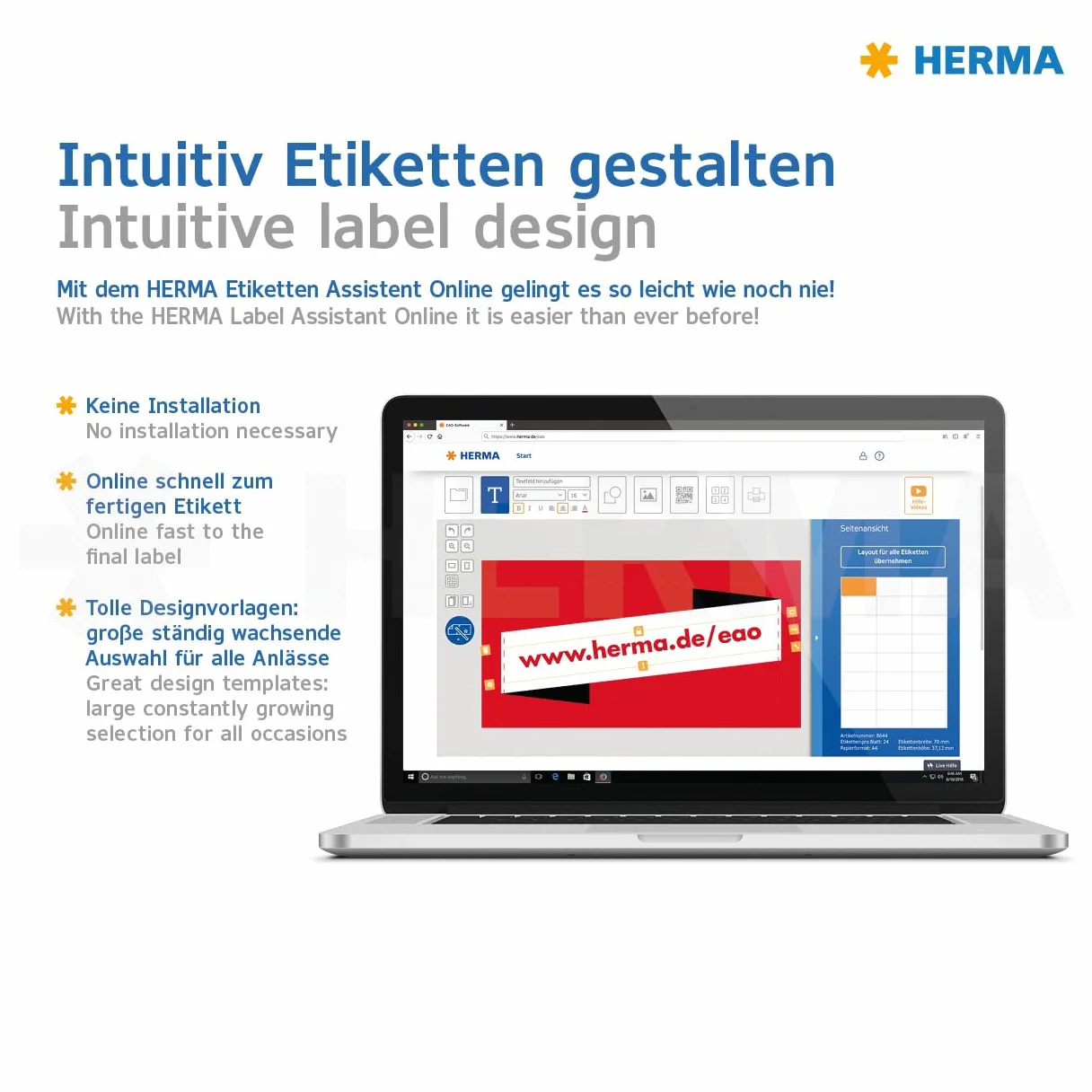 HERMA 10315 Universal Etiketten ablösbar, 1400 Blatt, 210 x 297 mm, 1 pro A4 Bogen, 1400 Stück, selbstklebend, bedruckbar, matt, blanko Papier Klebeetiketten Aufkleber, weiß