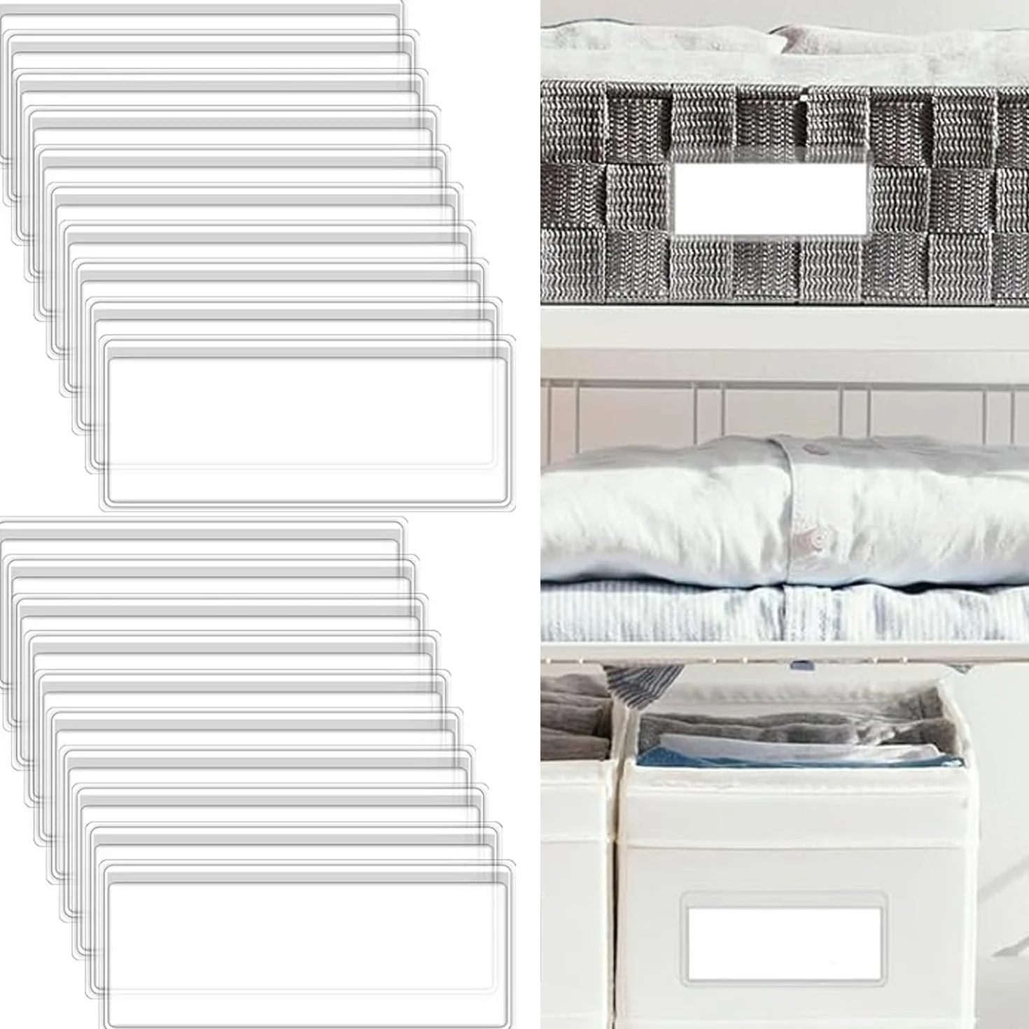 30 Stück selbstklebende Etikettenhalter, Klebeetikettentaschen mit leerer Karteikarte 3*1,3 IN klare Klebetaschen Aufbewahrungsbehälter mit Namensetiketten für Regale, Briefkästen, Ordner, Schubladen,