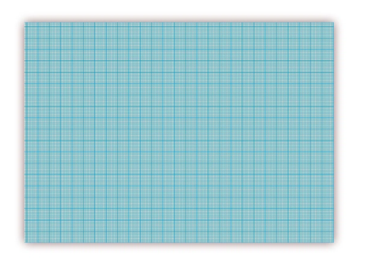Millimeterpapier Block DIN A2 (594 x 420 mm) 25 Blatt, links + rechts verleimt (blau)