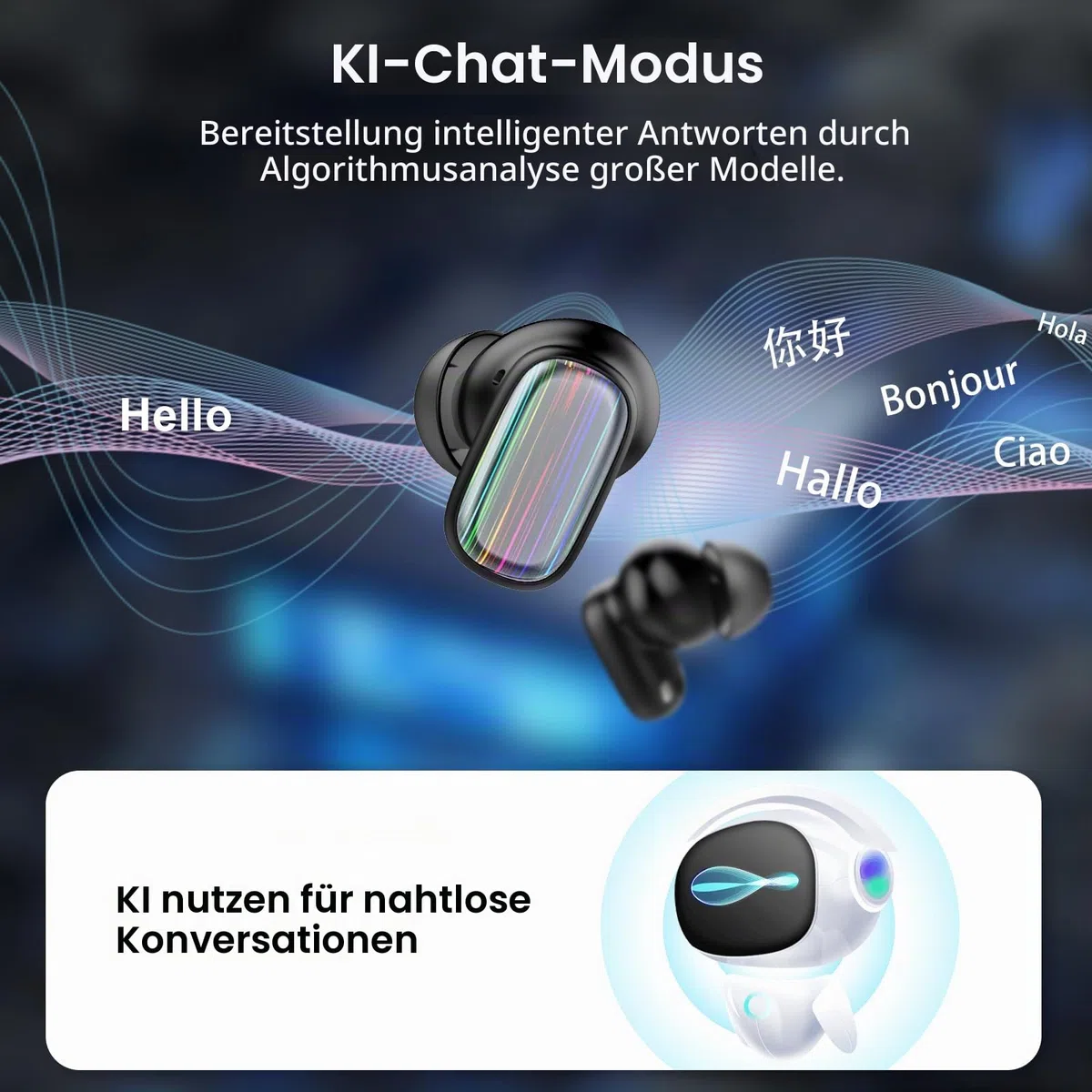 AI Kopfhörer Übersetzer, 3-in-1Echtzeit Sprachübersetzer Kopfhörer 164 Sprachen mit App, 6 Übersetzungsmodi, 40H Bluetooth 5.4 Übersetzer für Studium, Reisen, Schwarz