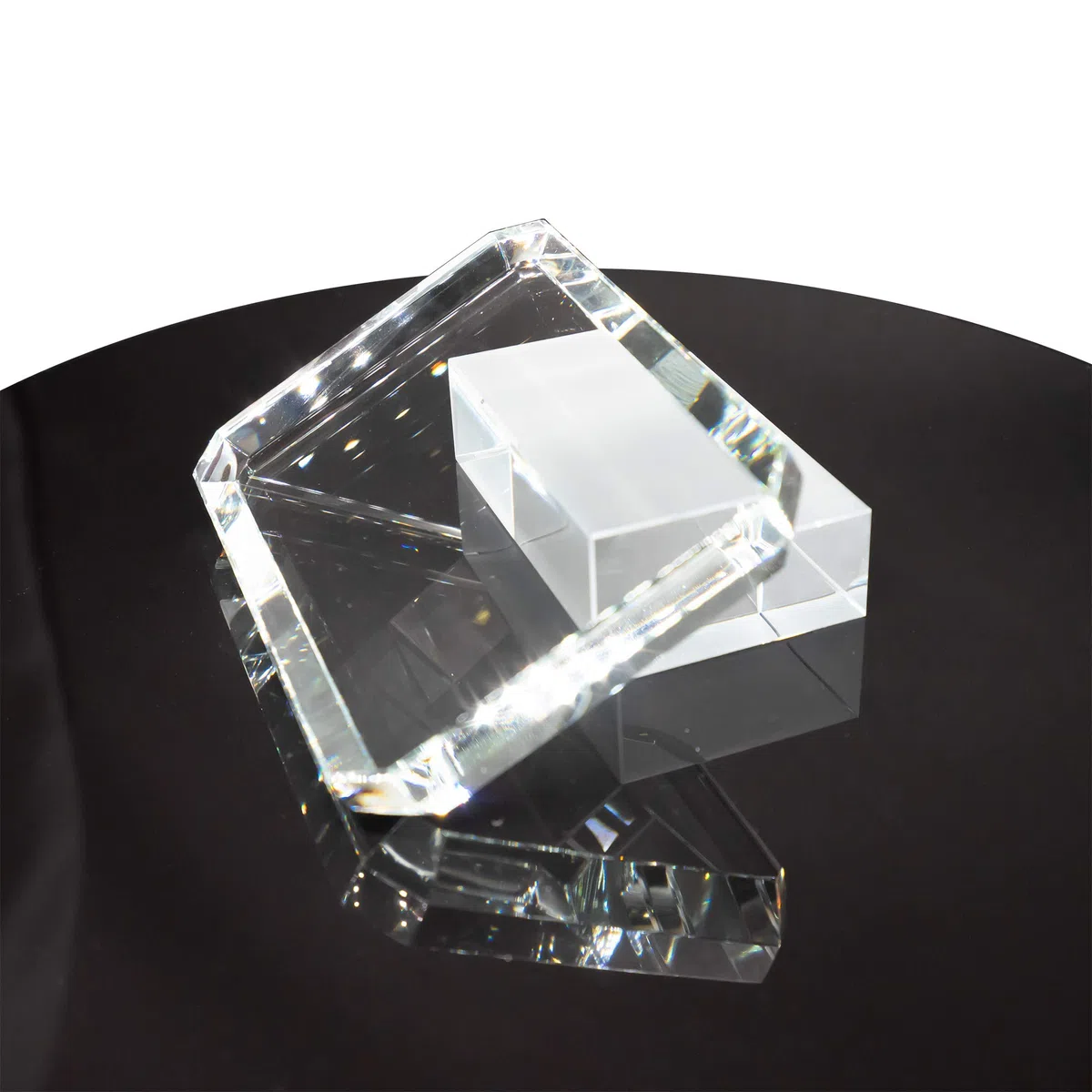Briefbeschwerer, transparent, rechteckig, quadratisch, Glasfliesen