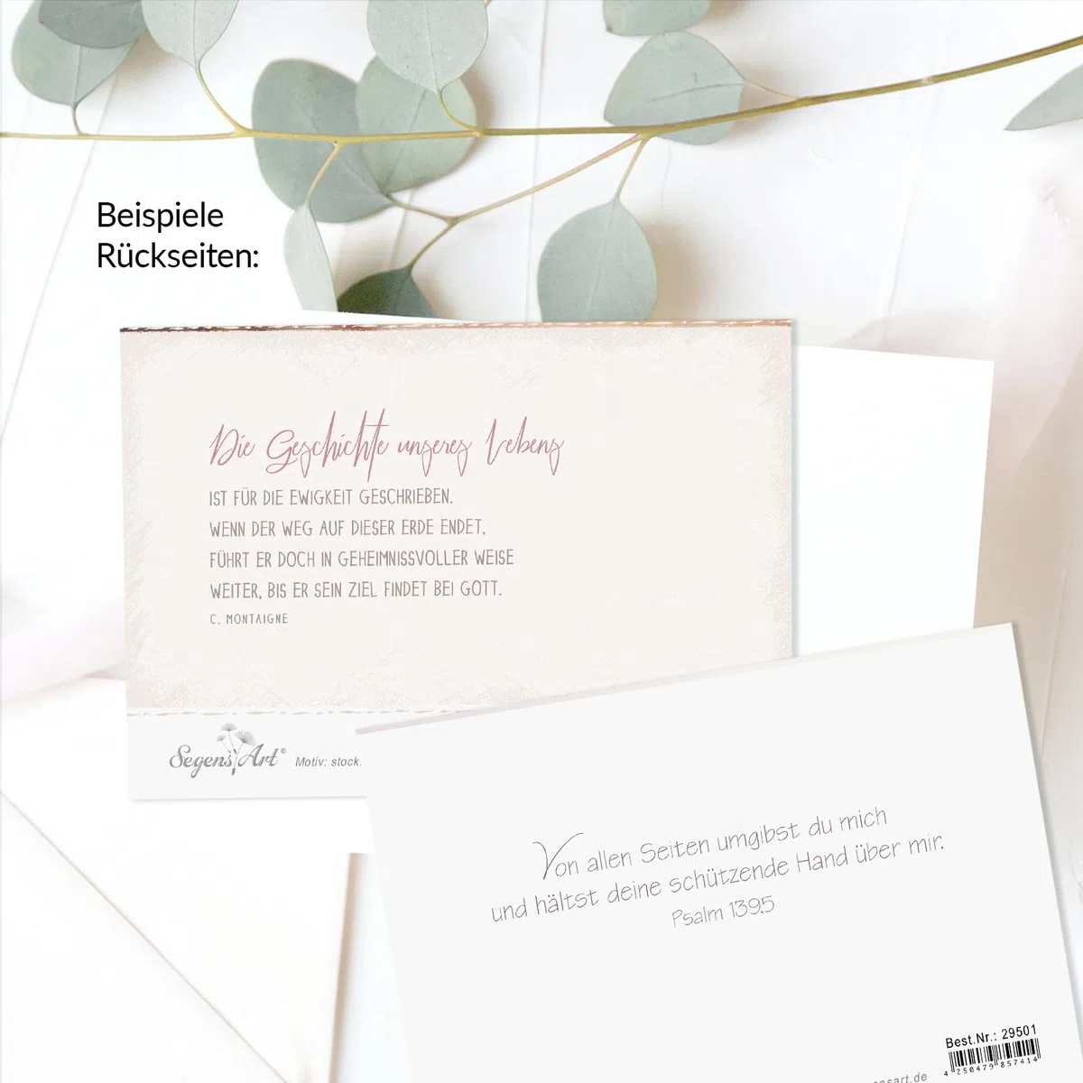 Faltkarten-Set rechteckig - Trauer mit 5 Faltkarten mit christlichen Sprüchen, Segenswünsche oder Bibelverse inkl. Umschläge