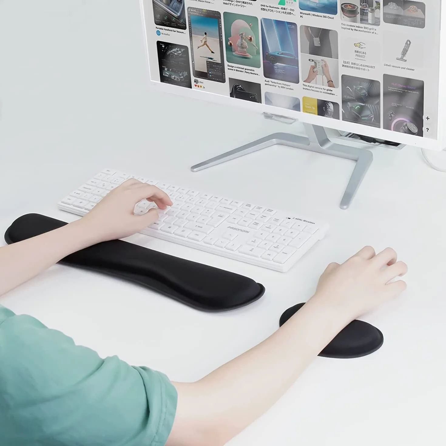 Mauspad-Handballenauflage Ergonomisches Handballenauflage-Set, Tastatur-Handgelenkauflage und Mauspad mit Handgelenkstütze für Computer, Laptop, Zuhause und Büro, Schwarz