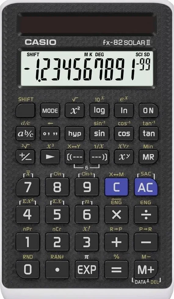 Casio FX-82SOLARII Schulrechner Schwarz Display (Stellen): 12 solarbetrieben (B x H x T) 71 x 10 x 134 mm