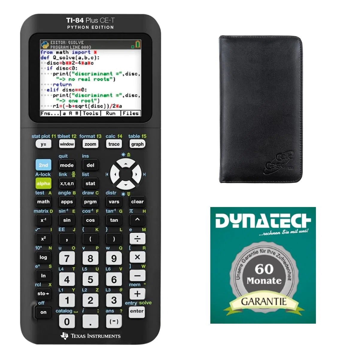 Texas Instrument - Taschenrechner TI-84 Plus CE-T Grafikrechner + Schutztasche Garantie 60 Monate - wissenschaftlicher Schulrechner programmierbar Tasten
