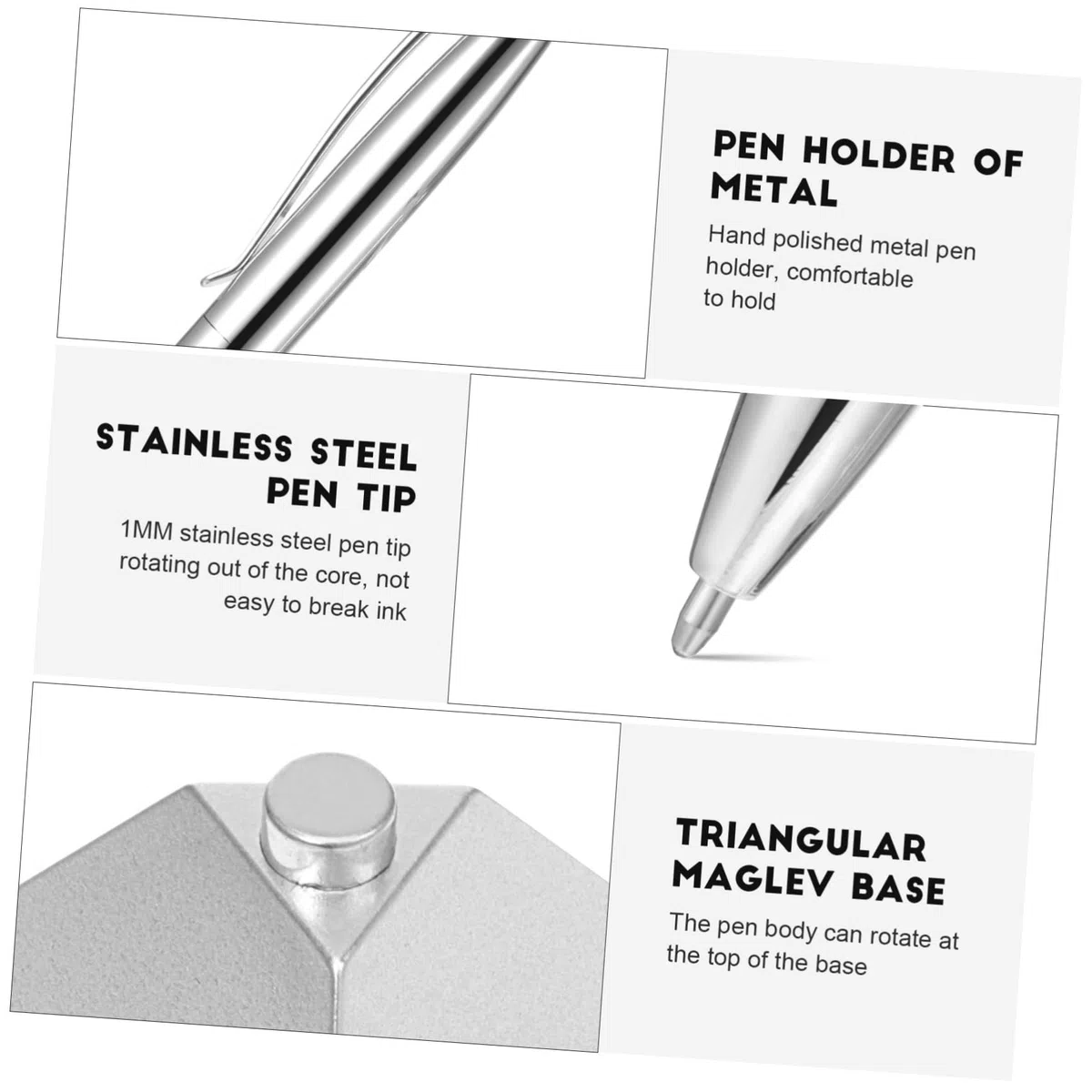 Artibetter Schwebender Signierstift mit Magnetischer Basis aus Metall für Büro Zubehör Schreibtisch und Schwarzer Kugelschreiber als Schreibtisch Zubehör im Modernen Design