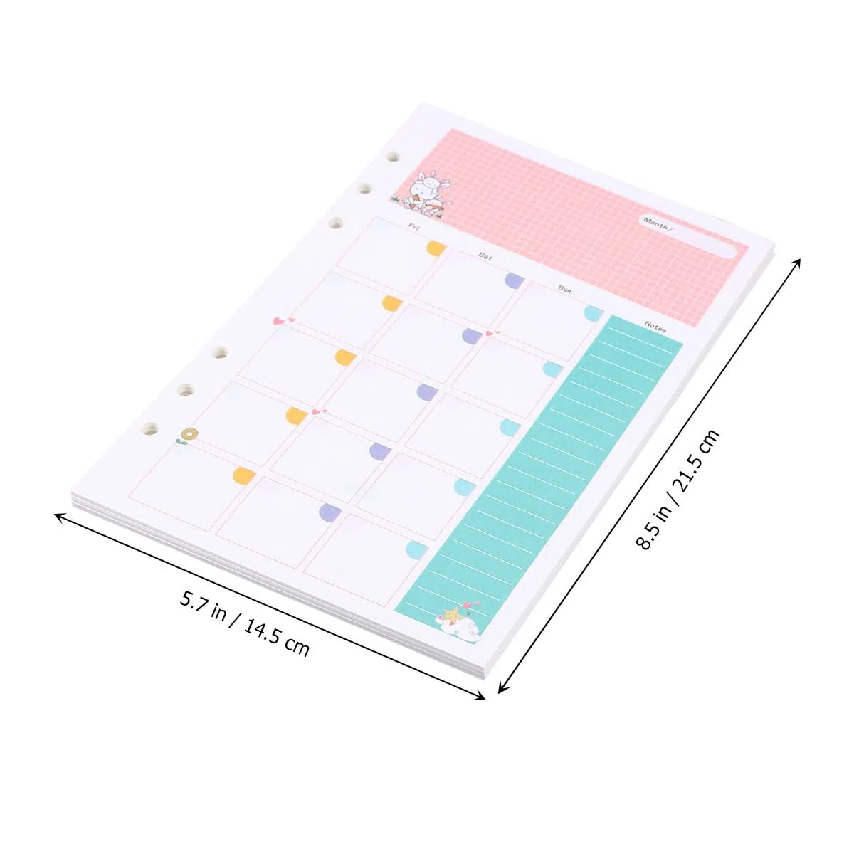 NUOBESTY A5 Nachfüllpapier Bunt 6 Löcher Loseblatt Papierfüller Für Monatsplaner Spiralblock Notizbuch Nachfüllungen Doppelseitig Schreibwaren Bürobedarf