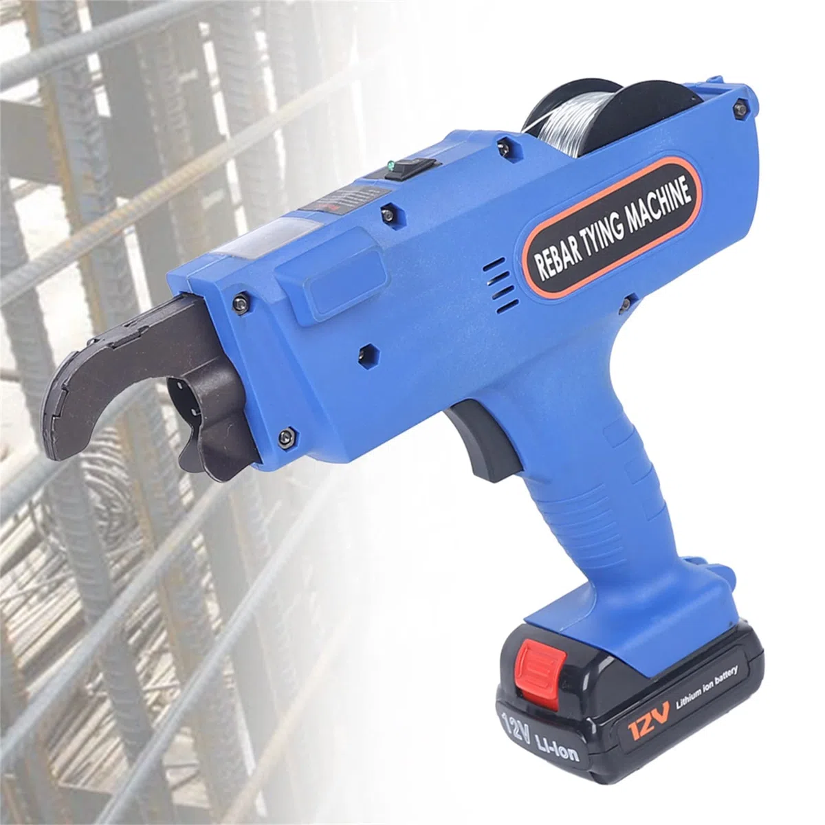 Elektrische Rebar Bindemaschine Bindegerät für Stahlbandbindung mit Lithium-Ionen-Akkus, 0,8mm Draht, 12V, 4500mAh Kapazität | Baustellenwerkzeug
