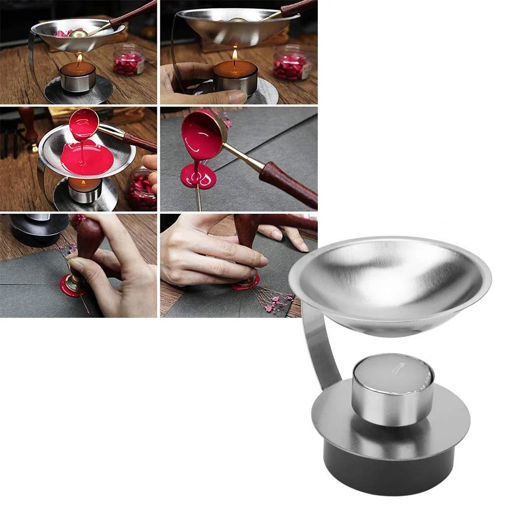 Wachssiegel Kit, Metall Wachsschmelzlöffel mit Siegellackstiften zum Schmelzen von Wachssiegelperlen, ideal für Hochzeitskarten Einladungen Briefe und kreative Bastelprojekte
