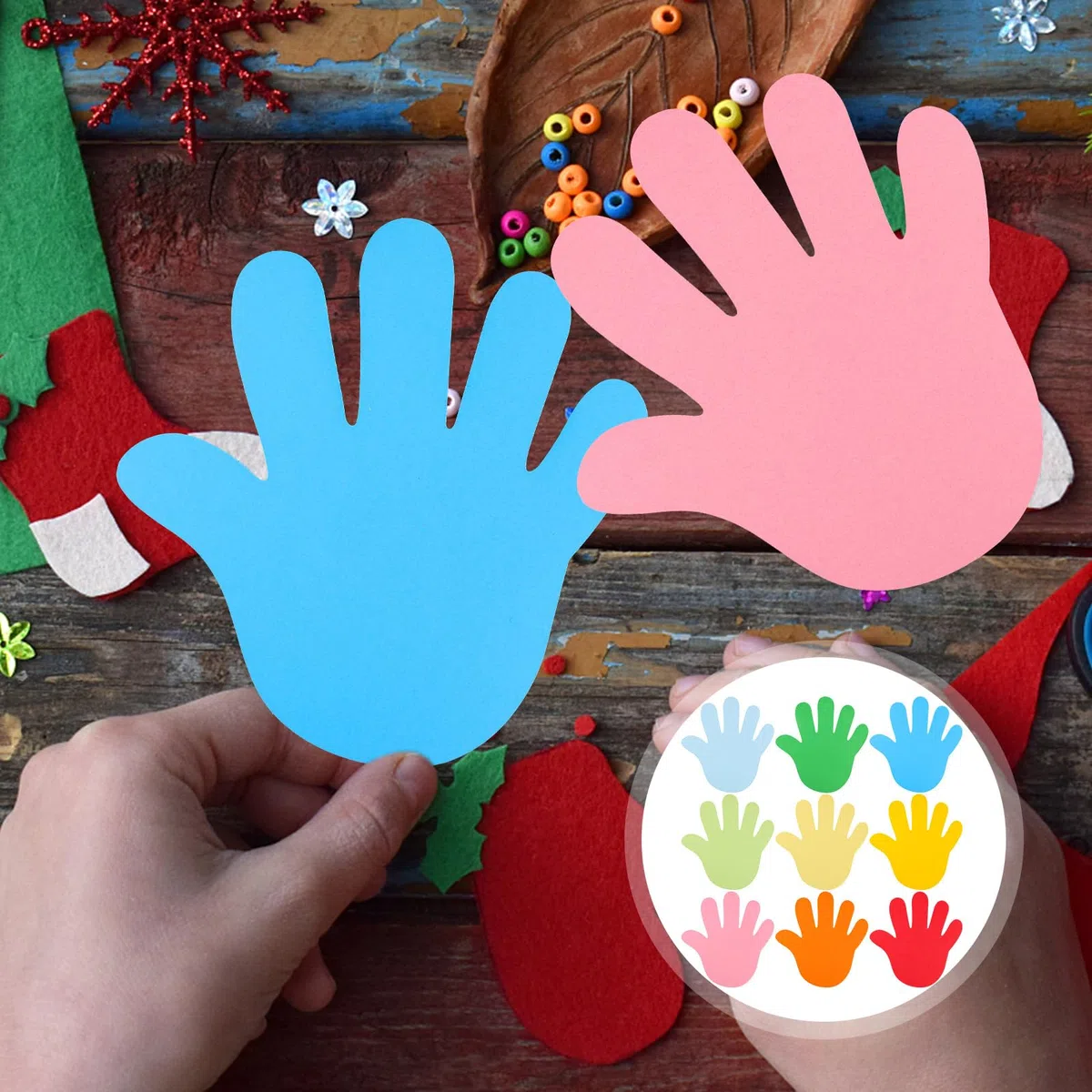 MAGICLULU Farbige Papierausschnitte Handform 72 Stück Kinder DIY Papierschnitt Kunstdekore Klassenzimmer Wanddekoration Für Schule Und Party